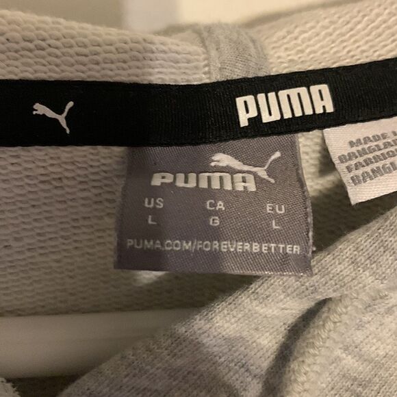 Puma EUC gray cropped hooded sweatshirt Size L - Picture 2 of 3
